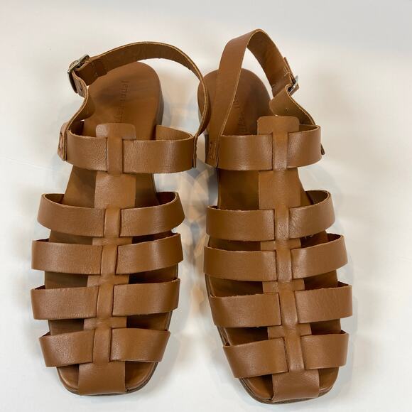 Jenni Kayne Leather Lake Sandal Fisherman Style Square Toe Brown  41 / US 11 - Picture 5 of 10